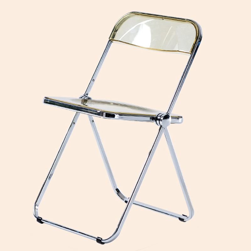 Sillas de comedor sin brazos plegables con respaldo abierto, silla lateral con patas de metal