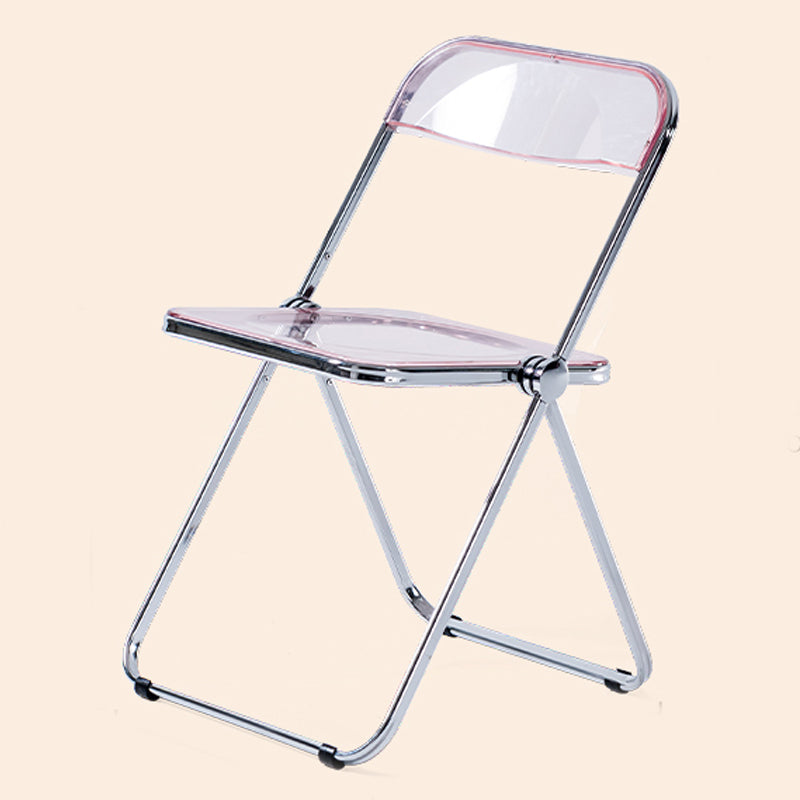 Sillas de comedor sin brazos plegables con respaldo abierto, silla lateral con patas de metal