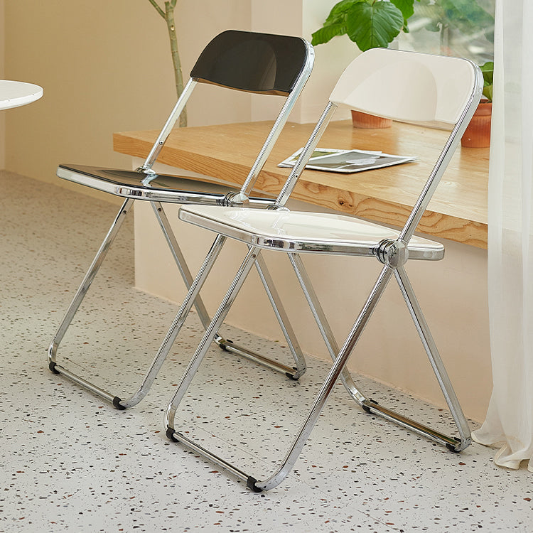 Sillas de comedor sin brazos plegables con respaldo abierto, silla lateral con patas de metal