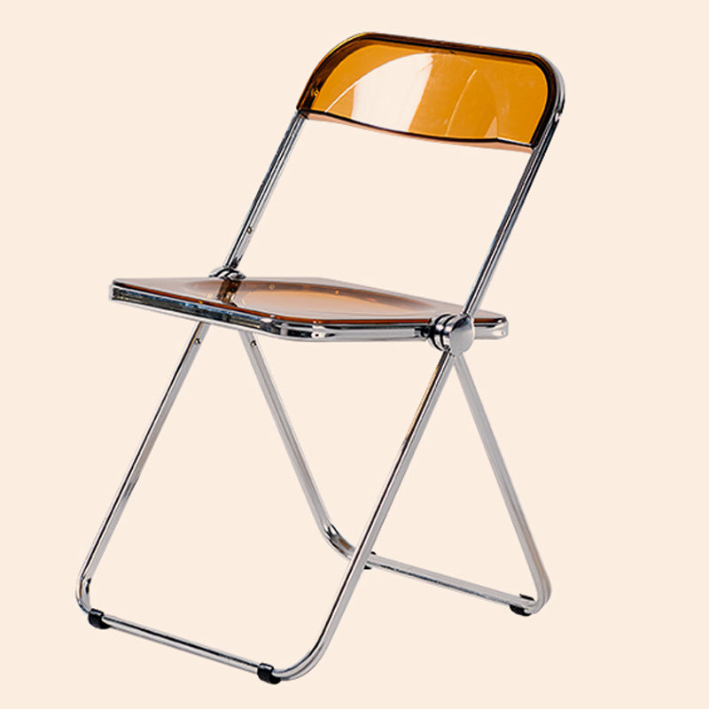 Sillas de comedor sin brazos plegables con respaldo abierto, silla lateral con patas de metal