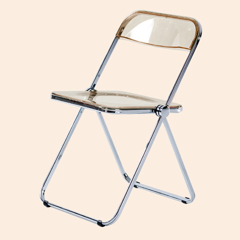 Sillas de comedor sin brazos plegables con respaldo abierto, silla lateral con patas de metal