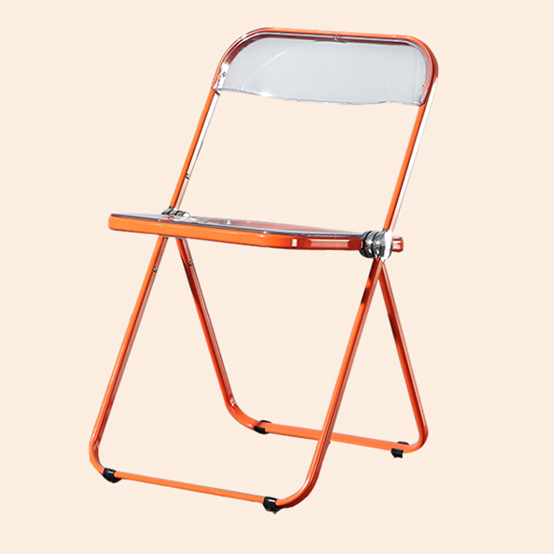 Sillas de comedor sin brazos plegables con respaldo abierto, silla lateral con patas de metal