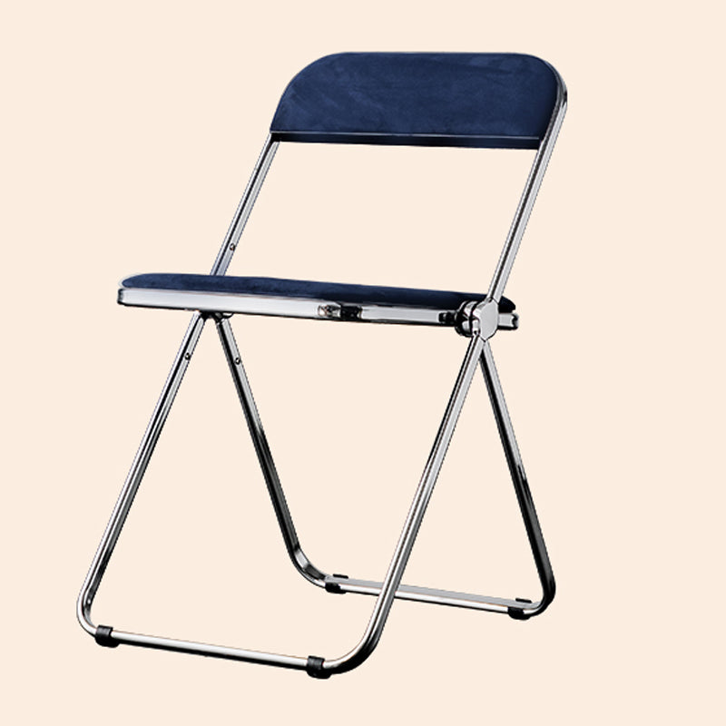 Sillas de comedor sin brazos plegables con respaldo abierto, silla lateral con patas de metal