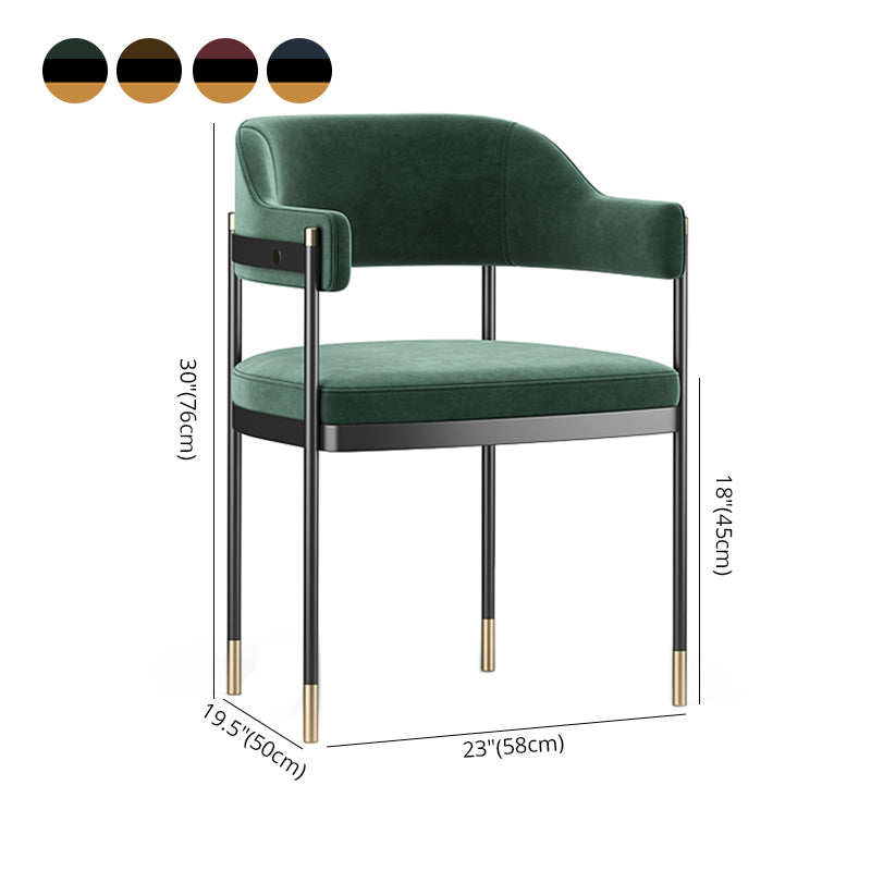 Silla de comedor tapizada de metal con respaldo abierto de estilo moderno para interiores (juego de 2)