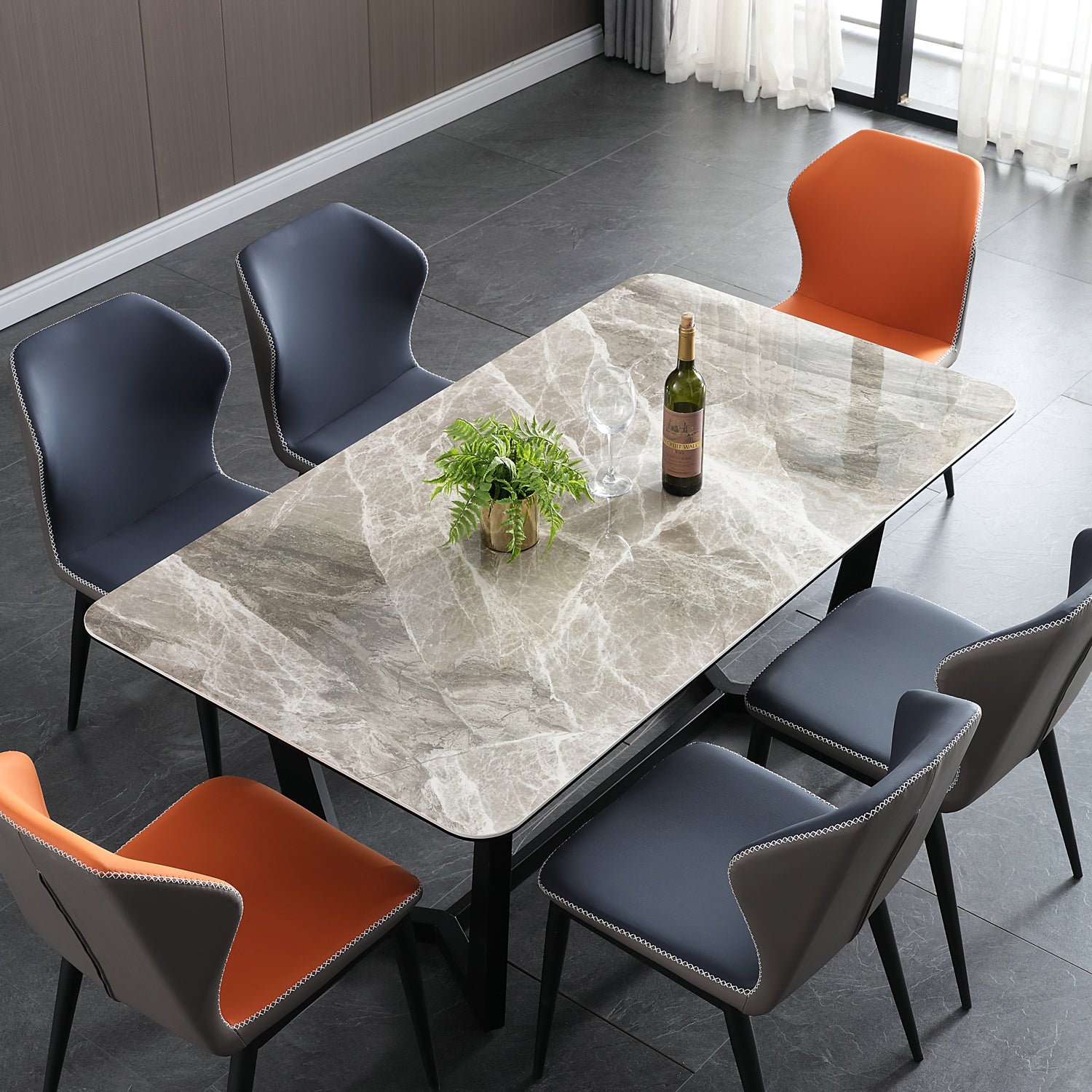 Silla lateral casera industrial Silla tapizada Wingback del comedor del metal