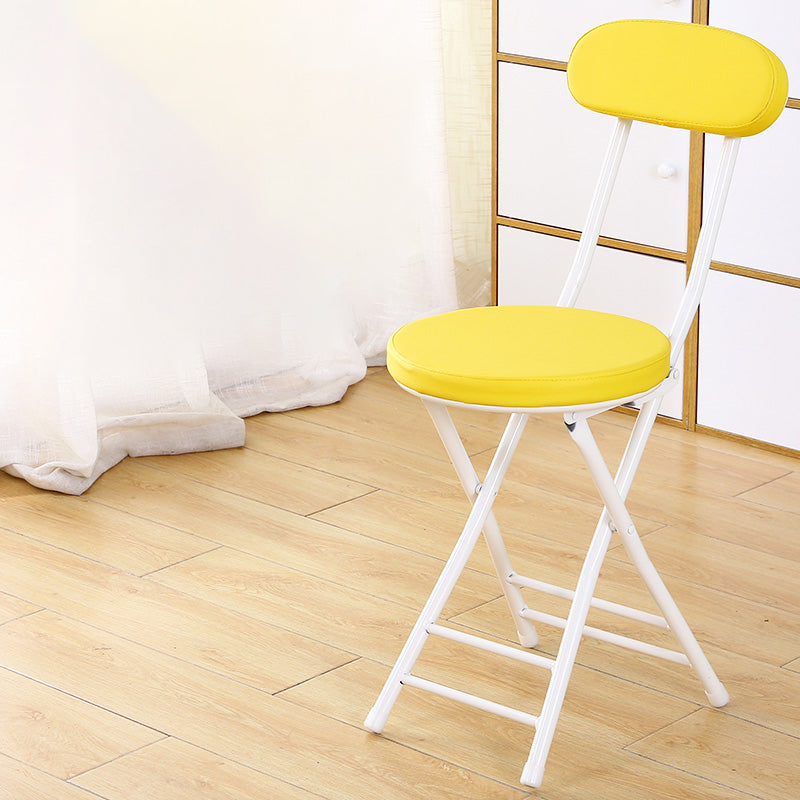 Silla de comedor plegable tapizada industrial con respaldo abierto y acabado mate