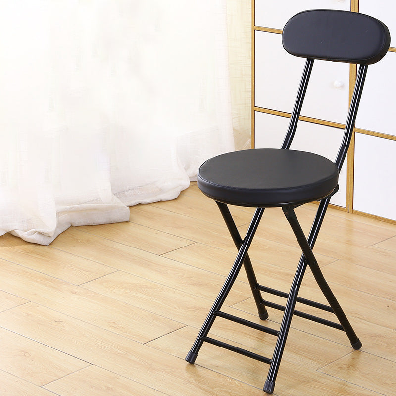 Silla de comedor plegable tapizada industrial con respaldo abierto y acabado mate