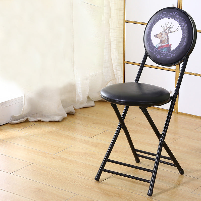 Silla de comedor plegable tapizada industrial con respaldo abierto y acabado mate
