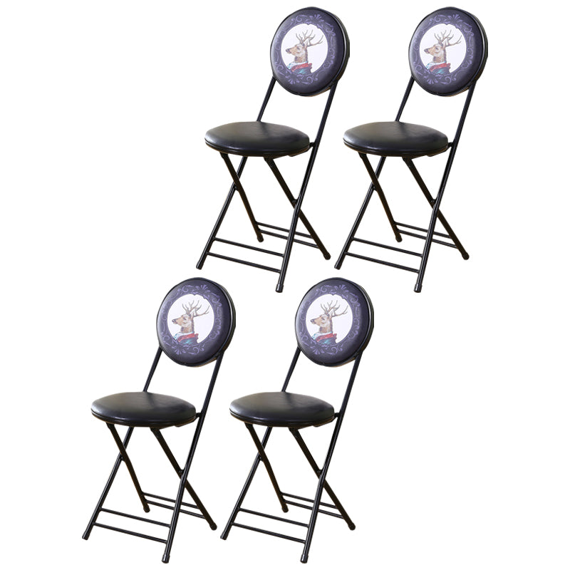 Silla de comedor plegable tapizada industrial con respaldo abierto y acabado mate