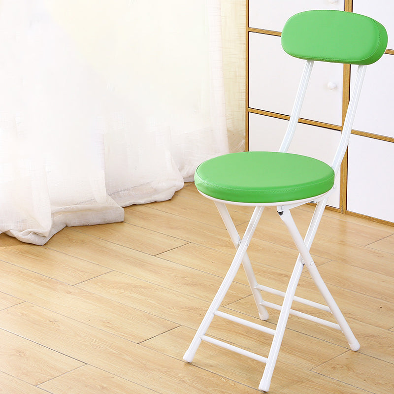 Silla de comedor plegable tapizada industrial con respaldo abierto y acabado mate