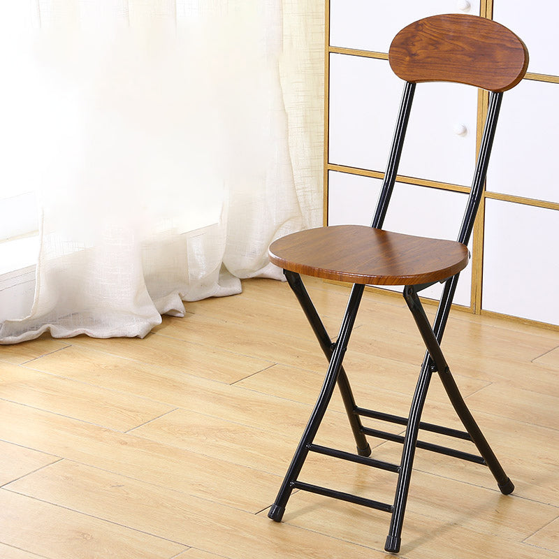 Silla de comedor plegable tapizada industrial con respaldo abierto y acabado mate