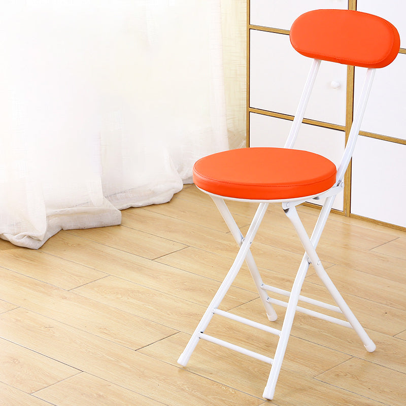 Silla de comedor plegable tapizada industrial con respaldo abierto y acabado mate