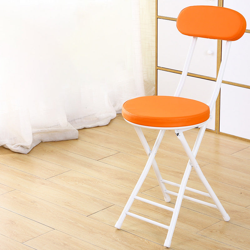 Silla de comedor plegable tapizada industrial con respaldo abierto y acabado mate