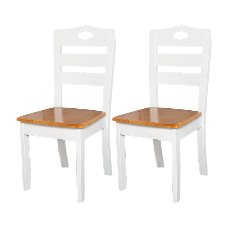 Accueil Chaises de salle à manger sans accoudoirs Chaise d'appoint à dossier en échelle avec pieds en bois (Ensemble de 2)