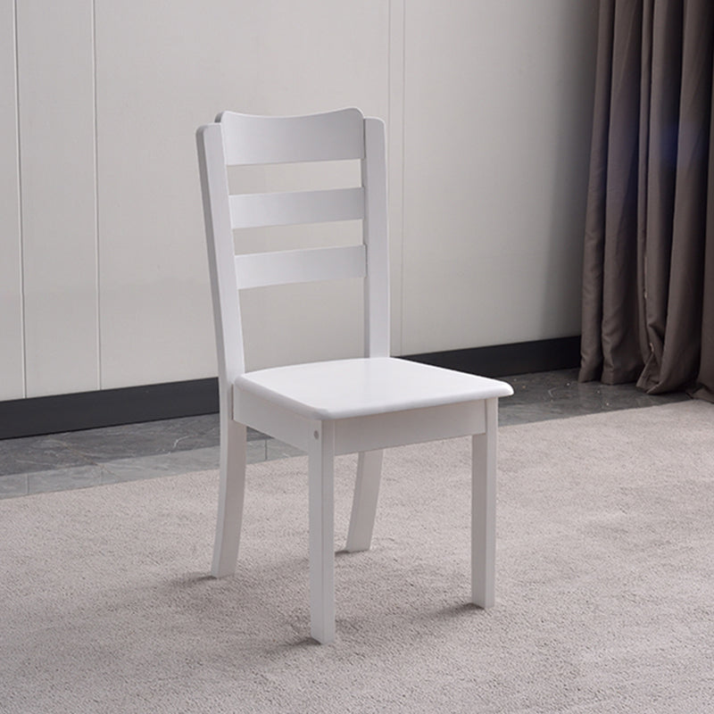 Sillas de comedor sin brazos para el hogar, silla lateral con respaldo de escalera y patas de madera (juego de 2)
