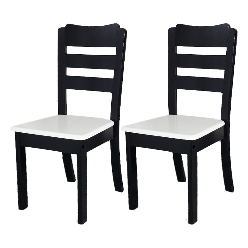 Sillas de comedor sin brazos para el hogar, silla lateral con respaldo de escalera y patas de madera (juego de 2)
