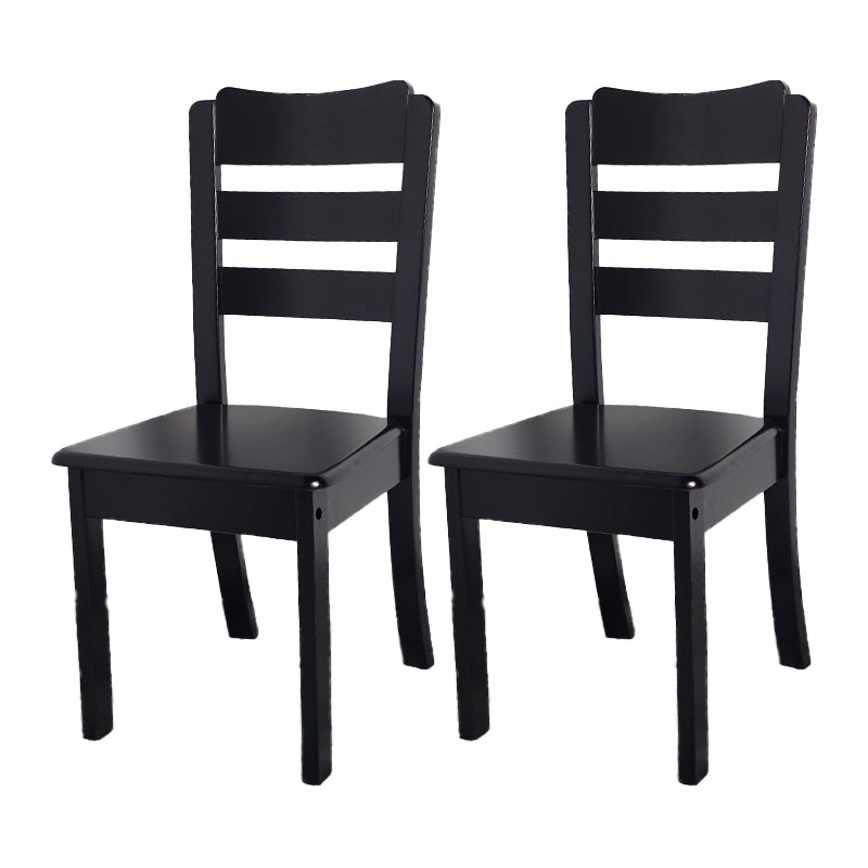 Sillas de comedor sin brazos para el hogar, silla lateral con respaldo de escalera y patas de madera (juego de 2)