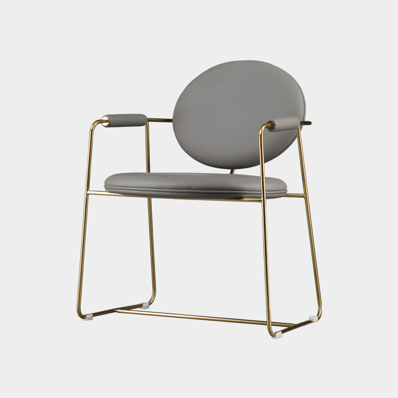 Chaise de salle à manger en métal de style scandinave, bras arrière ouvert, chaise latérale de salle à manger simple