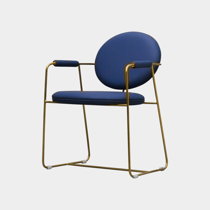 Chaise de salle à manger en métal de style scandinave, bras arrière ouvert, chaise latérale de salle à manger simple