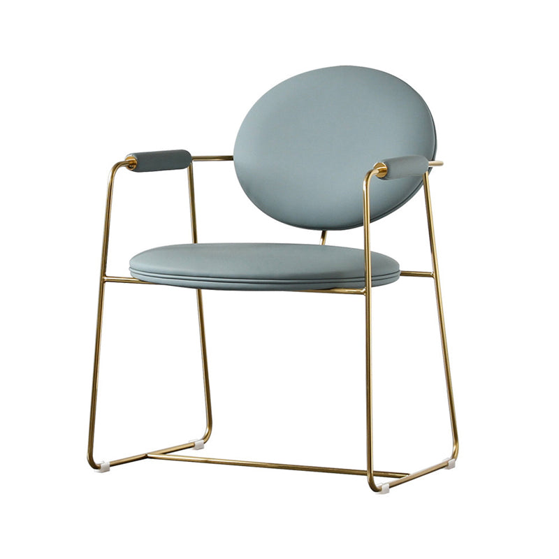 Silla de comedor de metal de estilo escandinavo, silla lateral de comedor con brazo trasero abierto