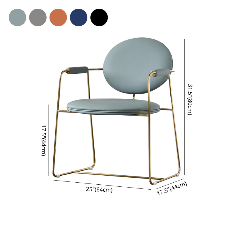 Silla de comedor de metal de estilo escandinavo, silla lateral de comedor con brazo trasero abierto