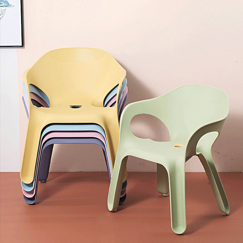 Sillas de comedor apilables de estilo minimalista, respaldo sólido de plástico, silla lateral para uso doméstico