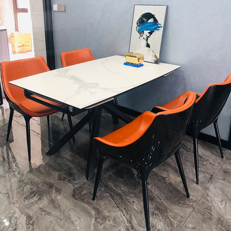 Sillas de comedor estilo moderno Sillas auxiliares con brazo de cocina y patas de metal