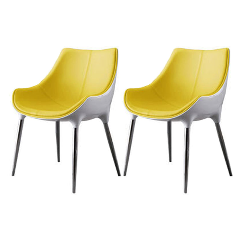 Sillas de comedor estilo moderno Silla auxiliar con brazo de cocina y patas de metal (juego de 2)