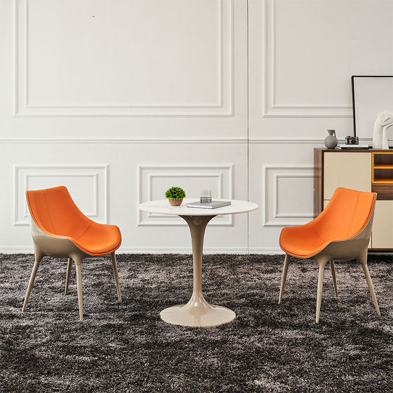 Sillas de comedor estilo moderno Silla auxiliar con brazo de cocina y patas de metal (juego de 2)