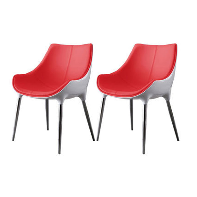 Sillas de comedor estilo moderno Silla auxiliar con brazo de cocina y patas de metal (juego de 2)