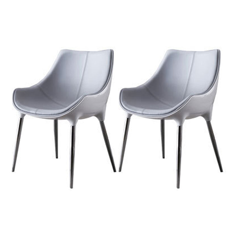 Sillas de comedor estilo moderno Silla auxiliar con brazo de cocina y patas de metal (juego de 2)