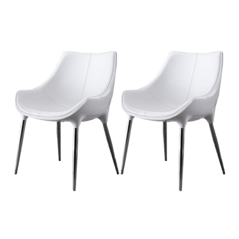 Sillas de comedor estilo moderno Silla auxiliar con brazo de cocina y patas de metal (juego de 2)