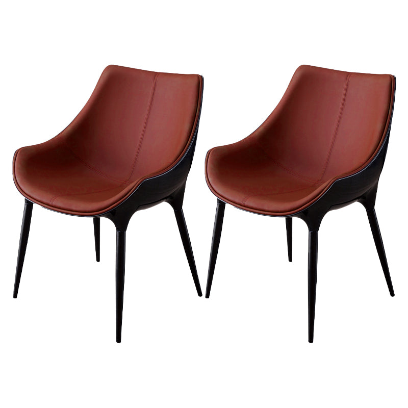 Chaises de salle à manger de style contemporain Chaise d'appoint avec accoudoirs de cuisine et pieds en métal (Ensemble de 2)