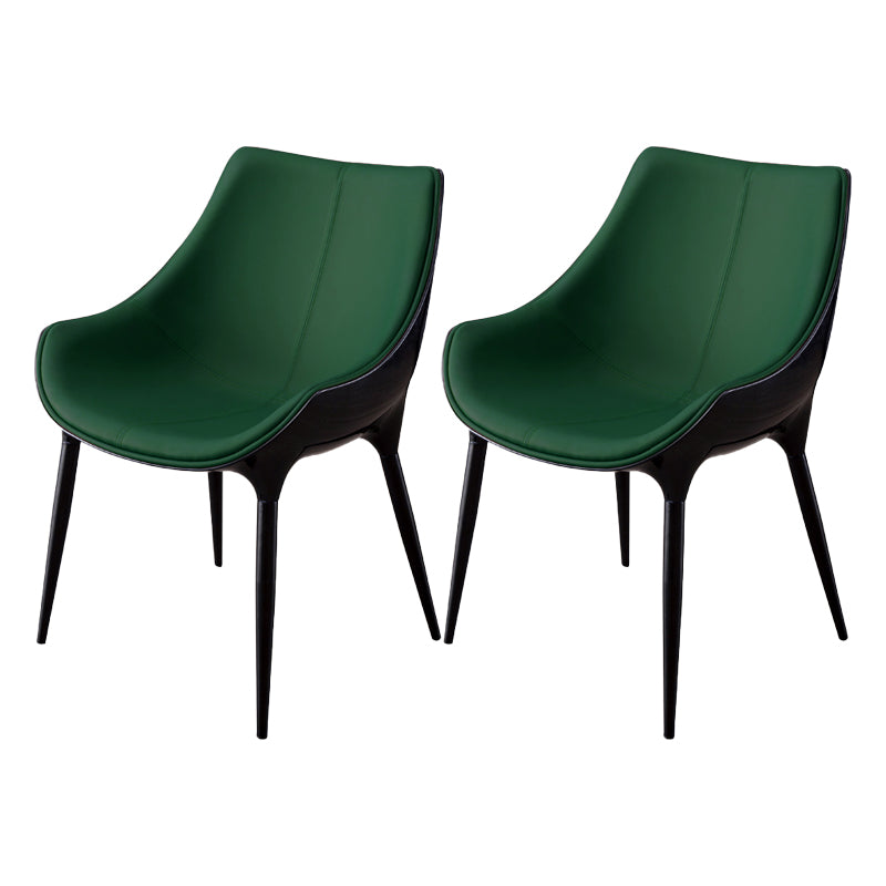 Sillas de comedor estilo moderno Silla auxiliar con brazo de cocina y patas de metal (juego de 2)