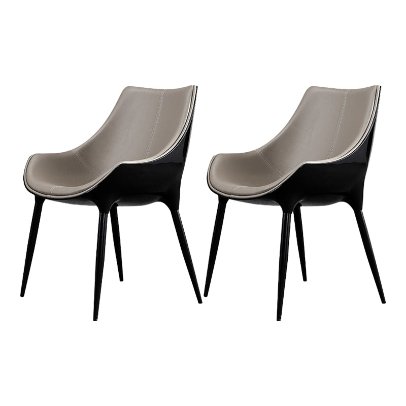 Chaises de salle à manger de style contemporain Chaises d'appoint avec accoudoirs de cuisine et pieds en métal (Ensemble de 2)