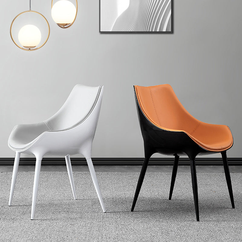 Sillas de comedor estilo moderno Sillas auxiliares con brazos de cocina y patas de metal (juego de 2)