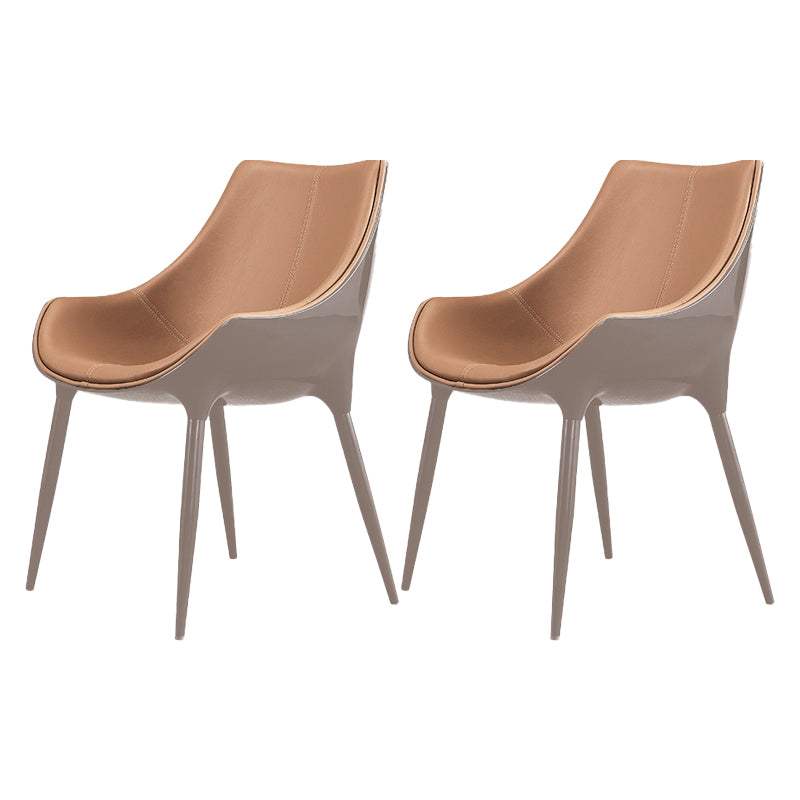 Chaises de salle à manger de style contemporain Chaises d'appoint avec accoudoirs de cuisine et pieds en métal (Ensemble de 2)