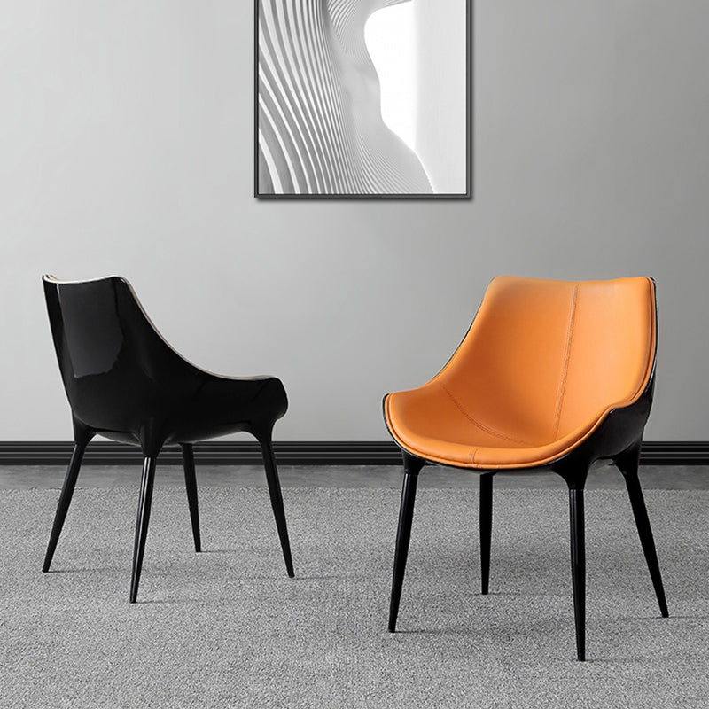 Sillas de comedor estilo moderno Sillas auxiliares con brazos de cocina y patas de metal (juego de 2)