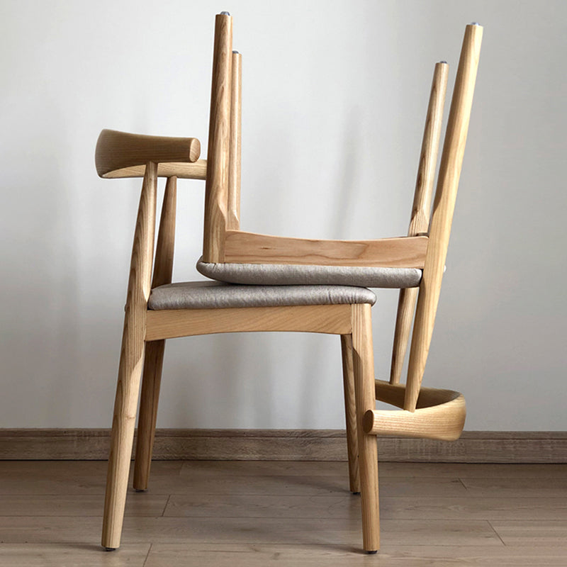 Sillas de comedor modernas de madera sin brazos, silla auxiliar de comedor con respaldo abierto (juego de 2)