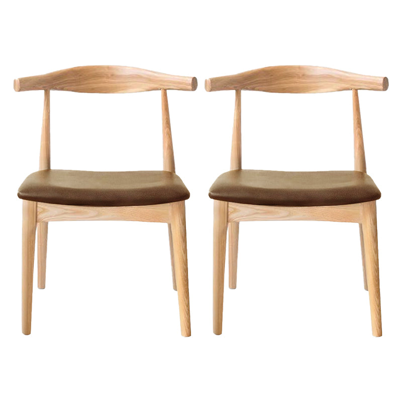 Sillas de comedor modernas de madera sin brazos, silla auxiliar de comedor con respaldo abierto (juego de 2)