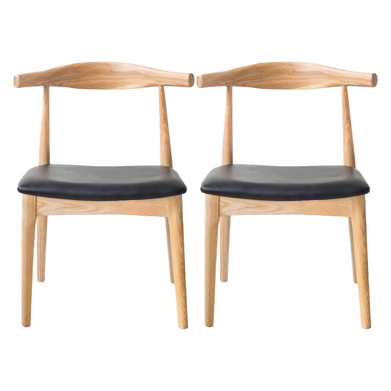 Sillas de comedor modernas de madera sin brazos, silla auxiliar de comedor con respaldo abierto (juego de 2)