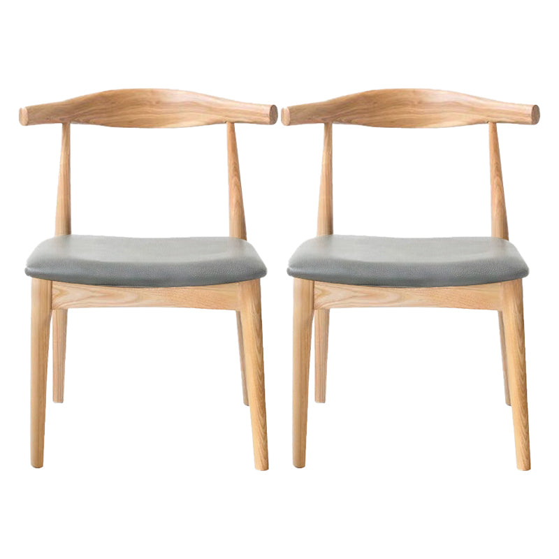 Sillas de comedor modernas de madera sin brazos, silla auxiliar de comedor con respaldo abierto (juego de 2)