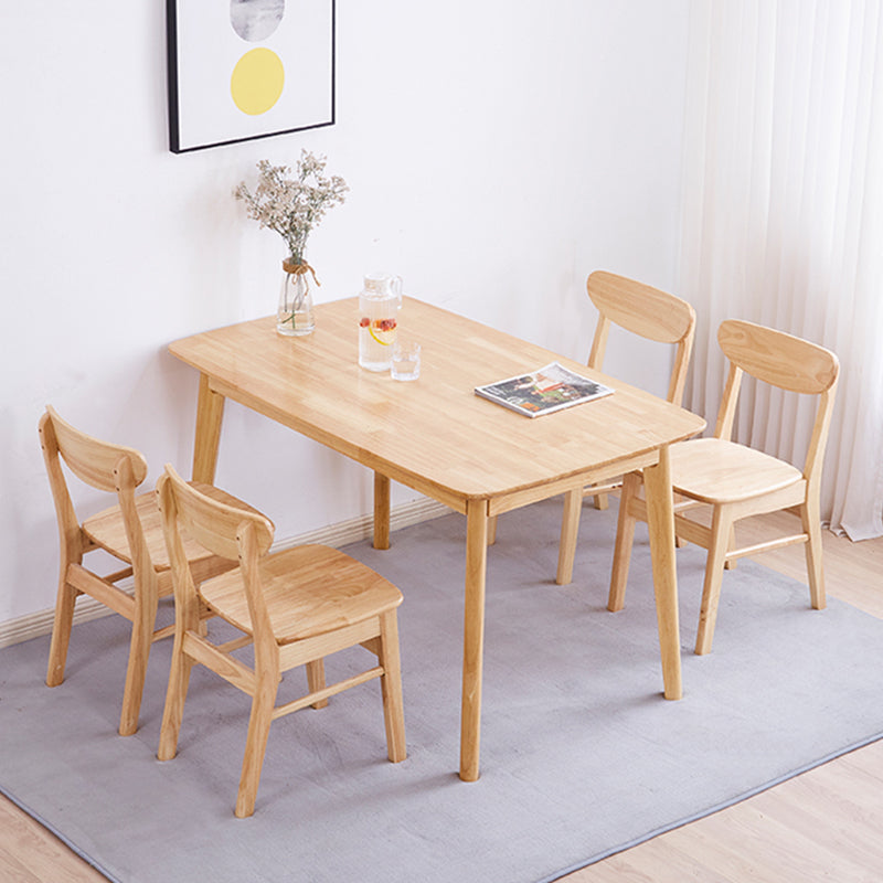 Chaise d'appoint en bois scandinave Home Chaise de salle à manger à dossier ouvert naturel (Ensemble de 2)