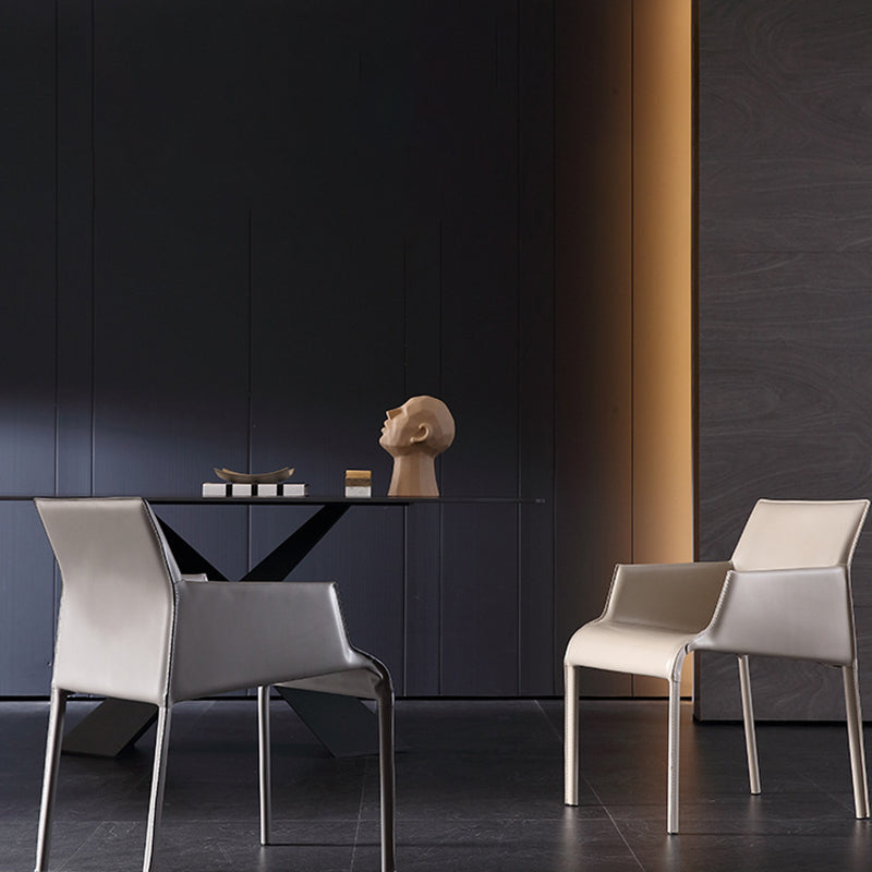 Modern Design Leather Chair Kitchen Solid Back Single Dining Arm Chair