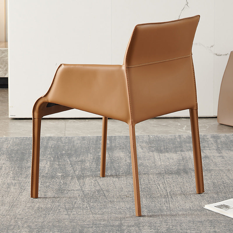 Modern Design Leather Chair Kitchen Solid Back Single Dining Arm Chair