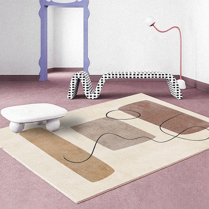 Tapis de couleur polyester moderne brun tapis lavable pour le salon