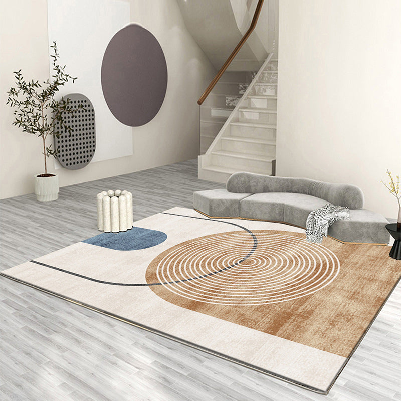 Tapis de couleur polyester moderne brun tapis lavable pour le salon