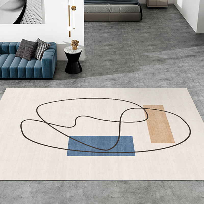 Tapis de couleur polyester moderne brun tapis lavable pour le salon