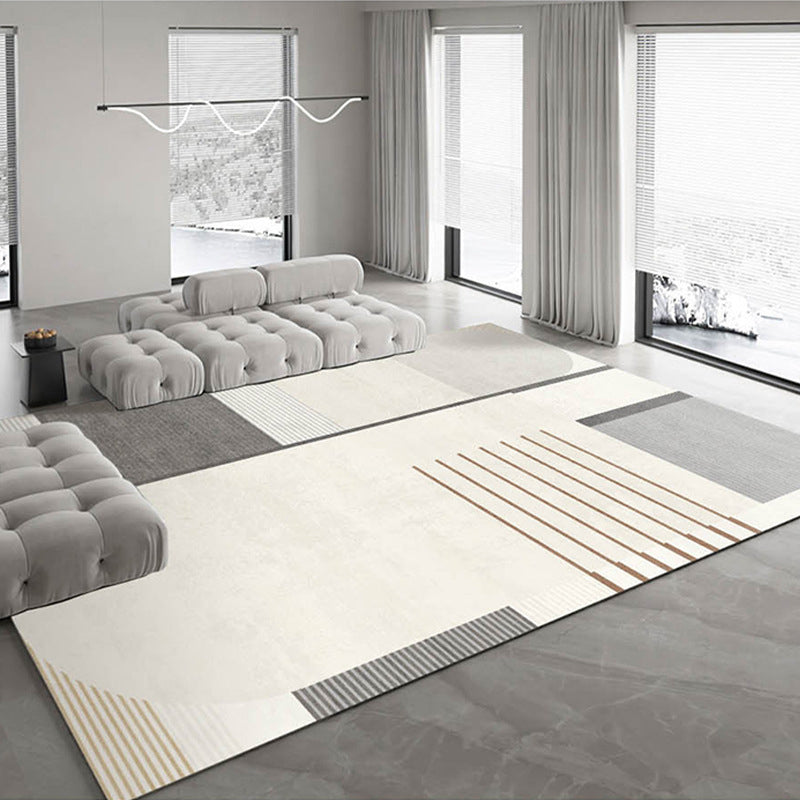 Tapis de couleur polyester moderne brun tapis lavable pour le salon