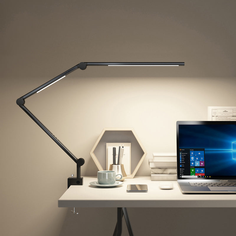 Lampade da tavolo da notte lineari in stile moderno in metallo 2 comodini leggeri in nero